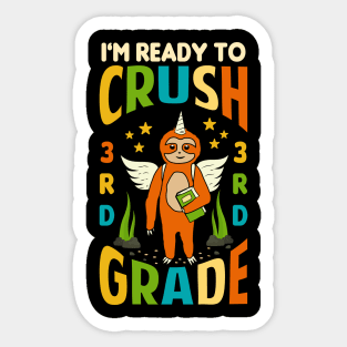 I'm Ready To Crush 3rd Grade Unicorn Sloth Back To School Sticker